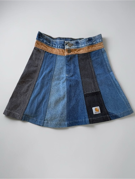 Carhartt Dresses & Skirts - Custom Reworked Carhartt A-line Mini Skirt, Repurposed Denim, One Of A Kind, 28”